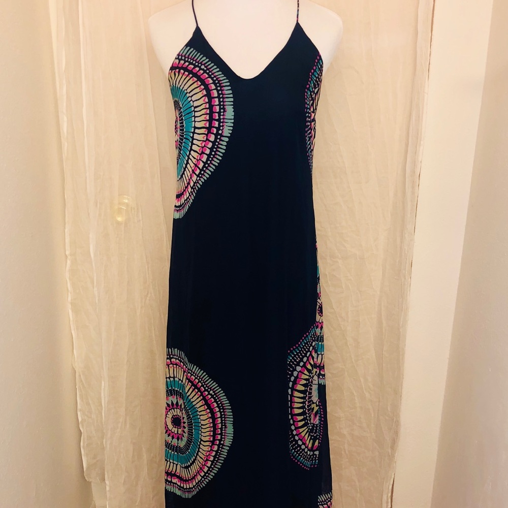 Boho Navy Flowy Summer Maxi Dress